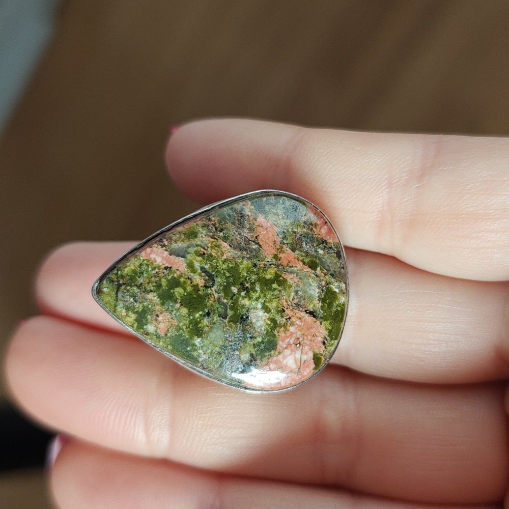 925 Unakite Stone Ring